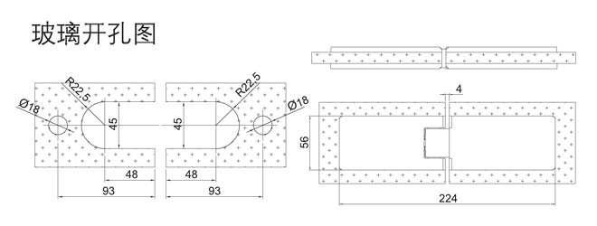 匯泰龍HF-2331-180° 玻璃門合頁(yè)開(kāi)孔圖